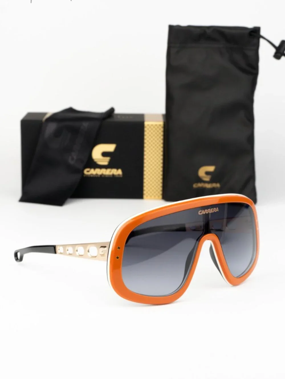 Carrera Men Sunglasses Orange Grey Shield FLAGLAB 17 0C3E 9O NEW AUTHENTIC
